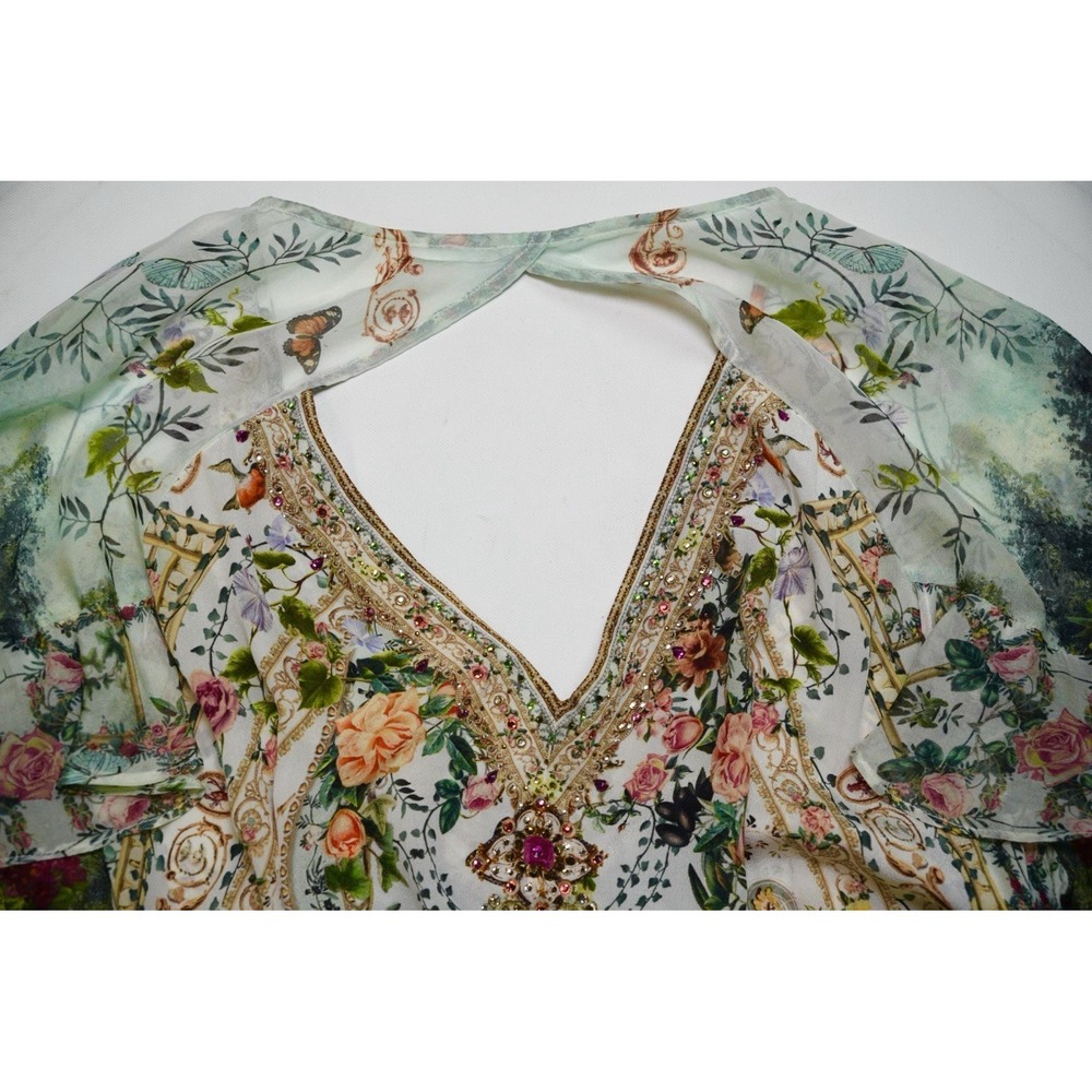 CAMILLA Renaissance Romance Embellished 100% Silk Wrap Mini Dress NWT L - Picture 8 of 14